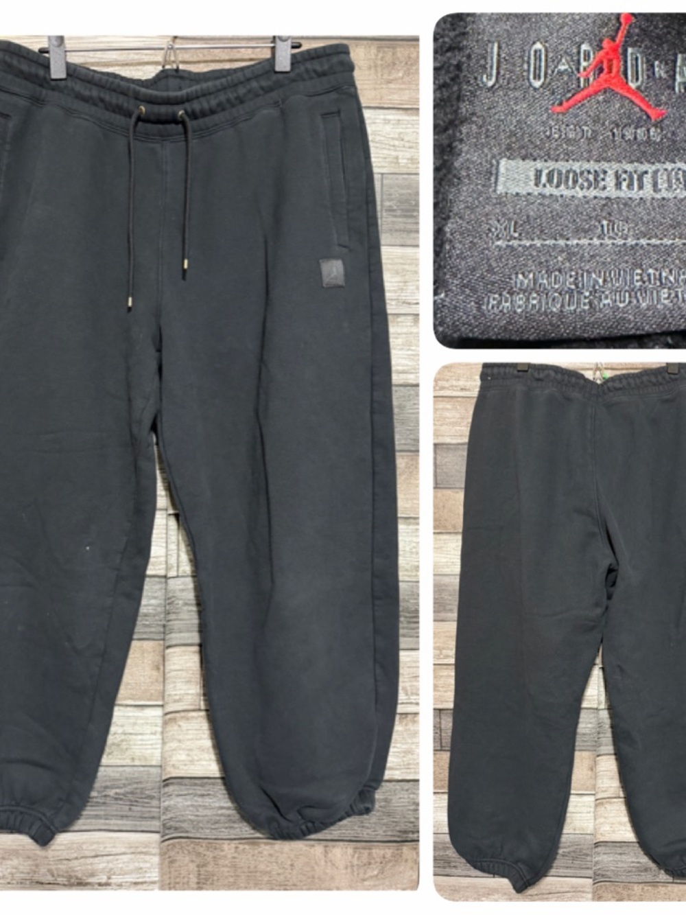 Jordan Flight Fleece Sweatpants Joggers Women’s XL Black Loose Fit (Inseam 26.5)